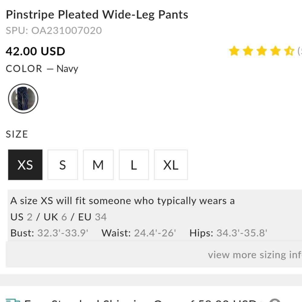 Commense Navy Pinstripe Pleated Wide-Leg Pants - Picture 6 of 6